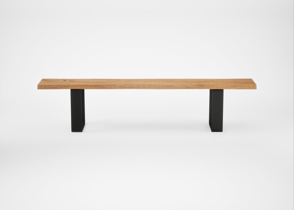 Bespoke Dining Bench Prague Natural Oiled Oak / 200cm / Natural Edge