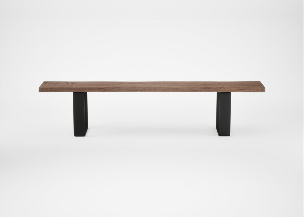 Bespoke Dining Bench Prague Smoked Oiled Oak / 200cm / Natural Edge