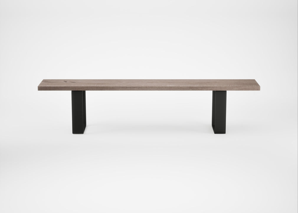 Bespoke Dining Bench Prague Grey Oiled Oak / 200cm / Straight