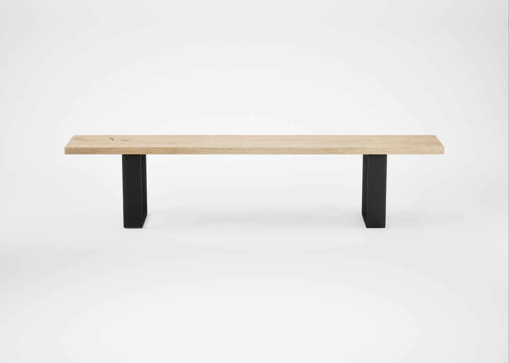 Bespoke Dining Bench Prague White Oiled Oak / 200cm / Straight
