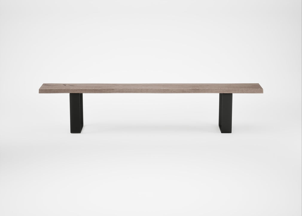 Bespoke Dining Bench Prague Grey Oiled Oak / 220cm / Natural Edge