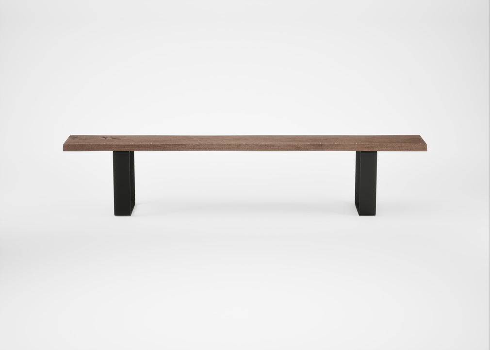 Bespoke Dining Bench Prague Smoked Oiled Oak / 220cm / Natural Edge