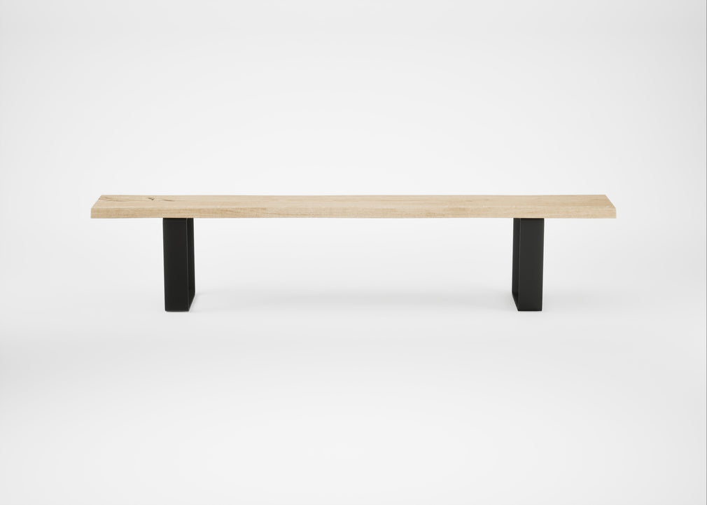 Bespoke Dining Bench Prague White Oiled Oak / 220cm / Natural Edge