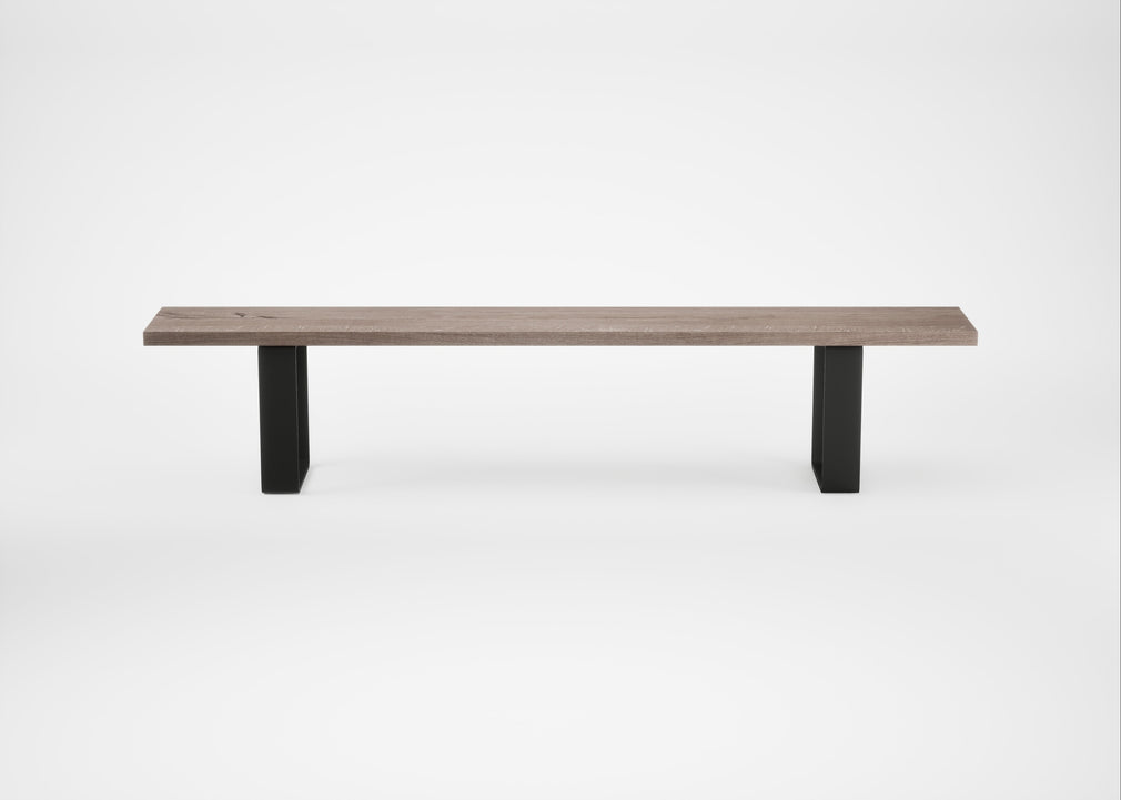 Bespoke Dining Bench Prague Grey Oiled Oak / 220cm / Straight