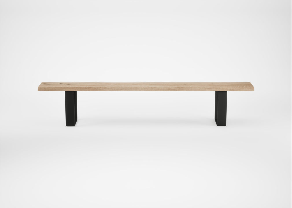 Bespoke Dining Bench Prague Blonde Oiled Oak / 240cm / Natural Edge