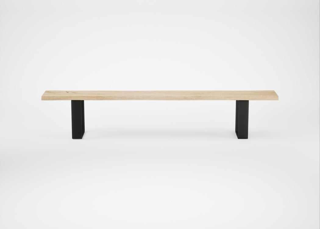Bespoke Dining Bench Prague White Oiled Oak / 240cm / Natural Edge