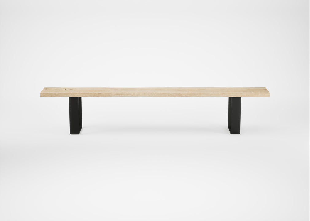 Bespoke Dining Bench Prague White Oiled Oak / 240cm / Natural Edge