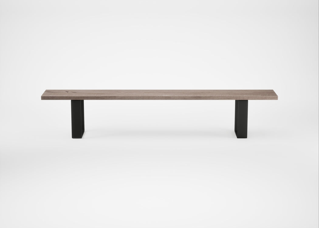 Bespoke Dining Bench Prague Grey Oiled Oak / 240cm / Straight