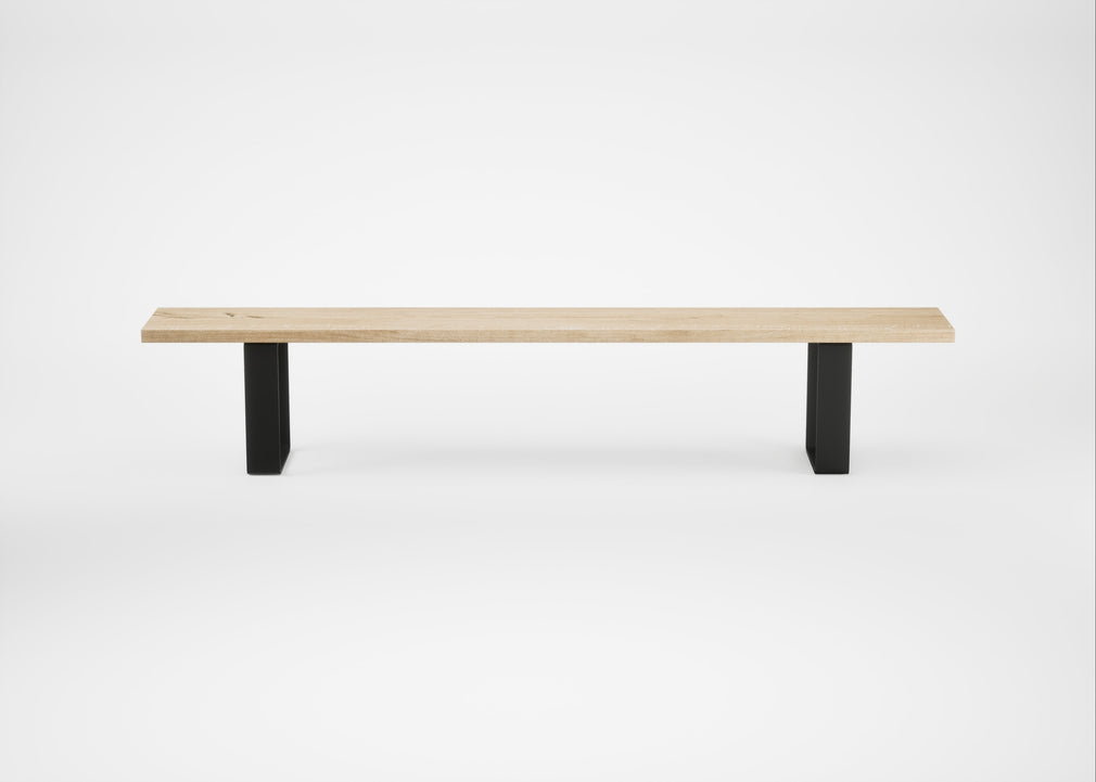 Bespoke Dining Bench Prague White Oiled Oak / 240cm / Straight