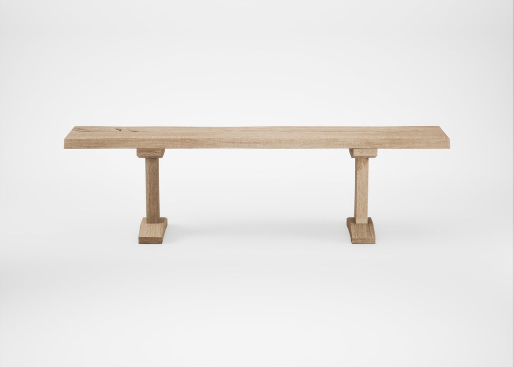 Bespoke Dining Bench Lisbon Blonde Oiled Oak / 160cm / Natural Edge
