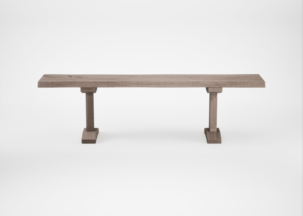 Bespoke Dining Bench Lisbon Grey Oiled Oak / 160cm / Natural Edge