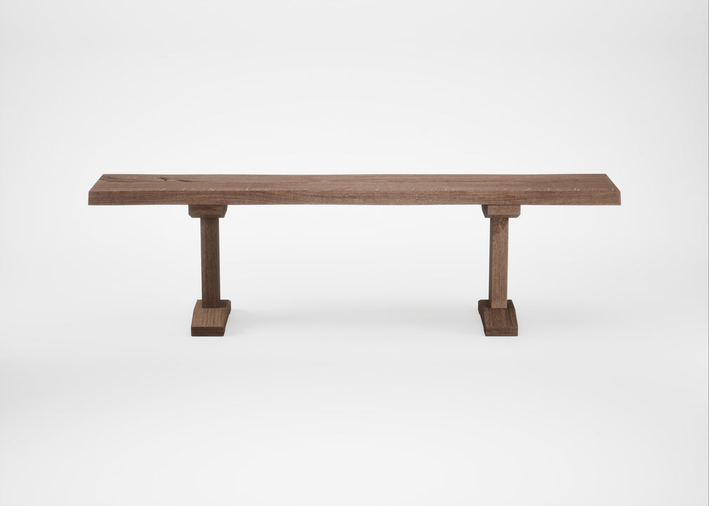 Bespoke Dining Bench Lisbon Smoked Oiled Oak / 160cm / Natural Edge