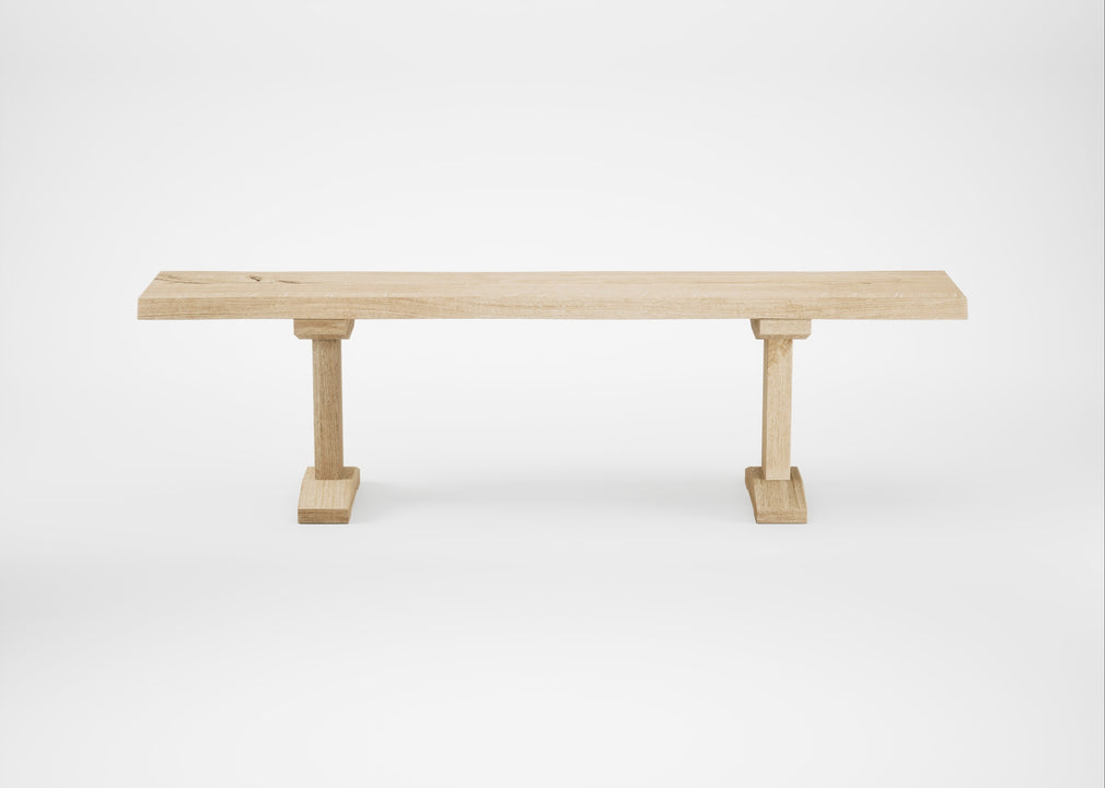 Bespoke Dining Bench Lisbon White Oiled Oak / 160cm / Natural Edge