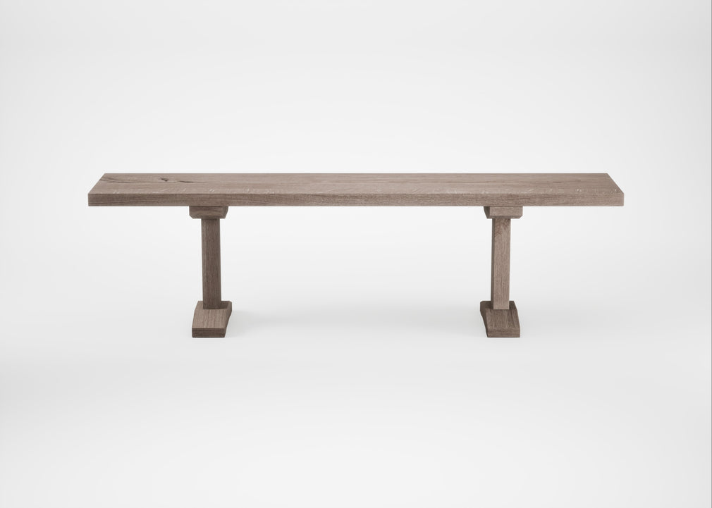 Bespoke Dining Bench Lisbon Grey Oiled Oak / 160cm / Straight