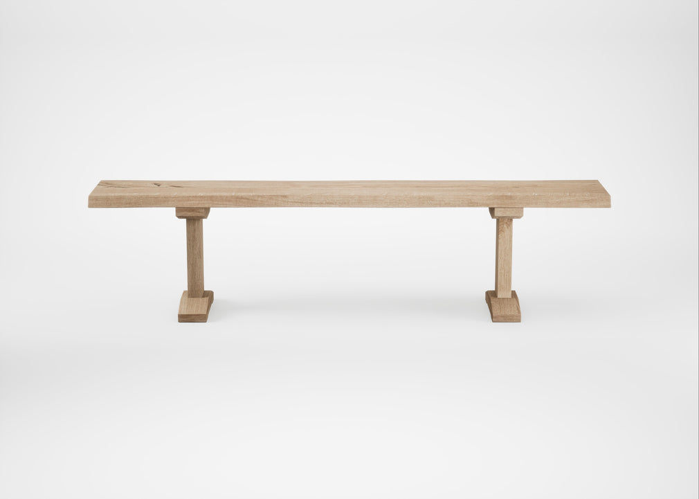 Bespoke Dining Bench Lisbon Blonde Oiled Oak / 180cm / Natural Edge