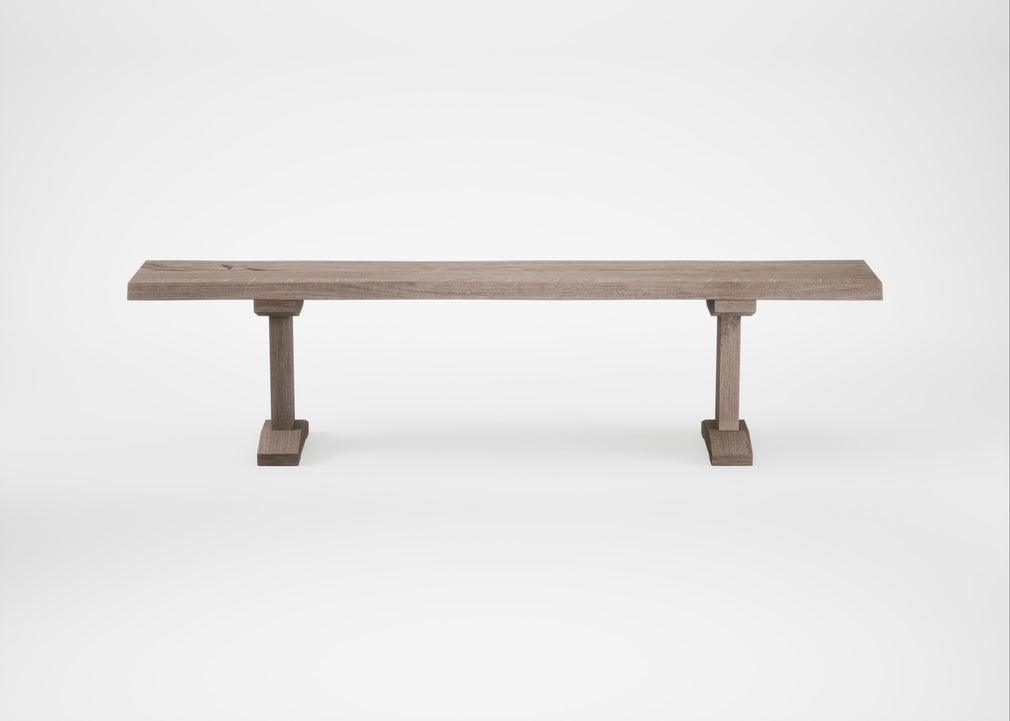 Bespoke Dining Bench Lisbon Grey Oiled Oak / 180cm / Natural Edge