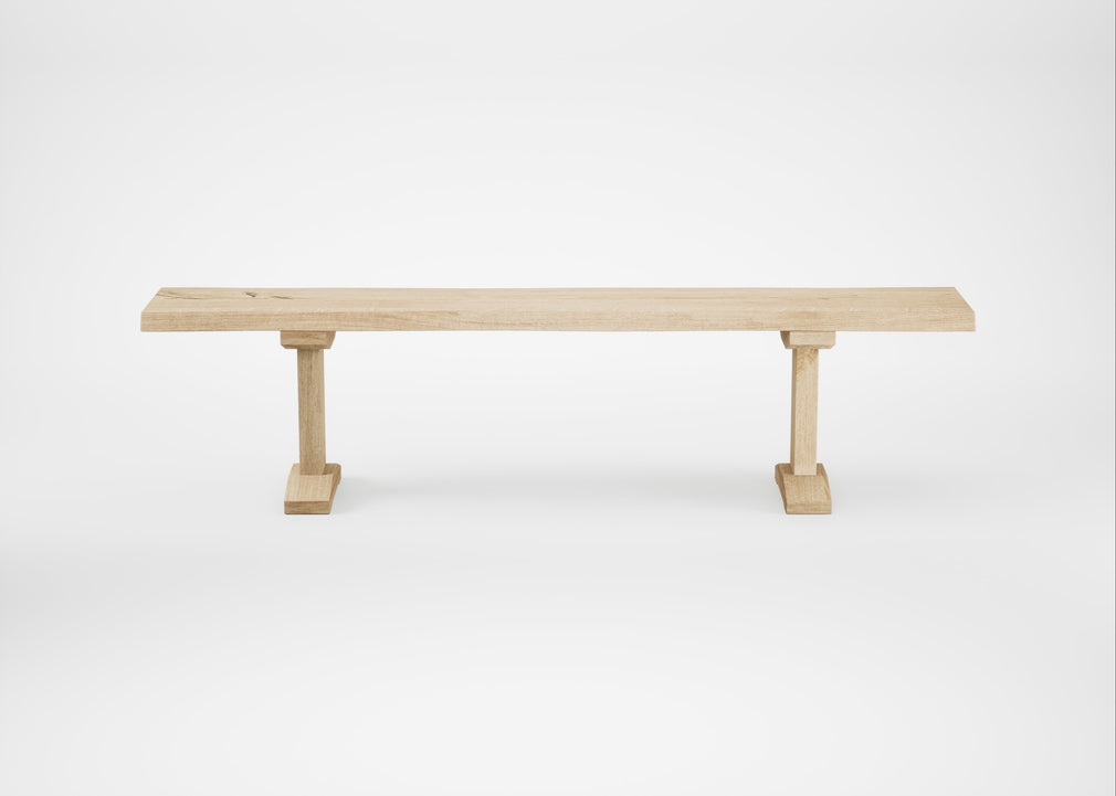 Bespoke Dining Bench Lisbon White Oiled Oak / 180cm / Natural Edge