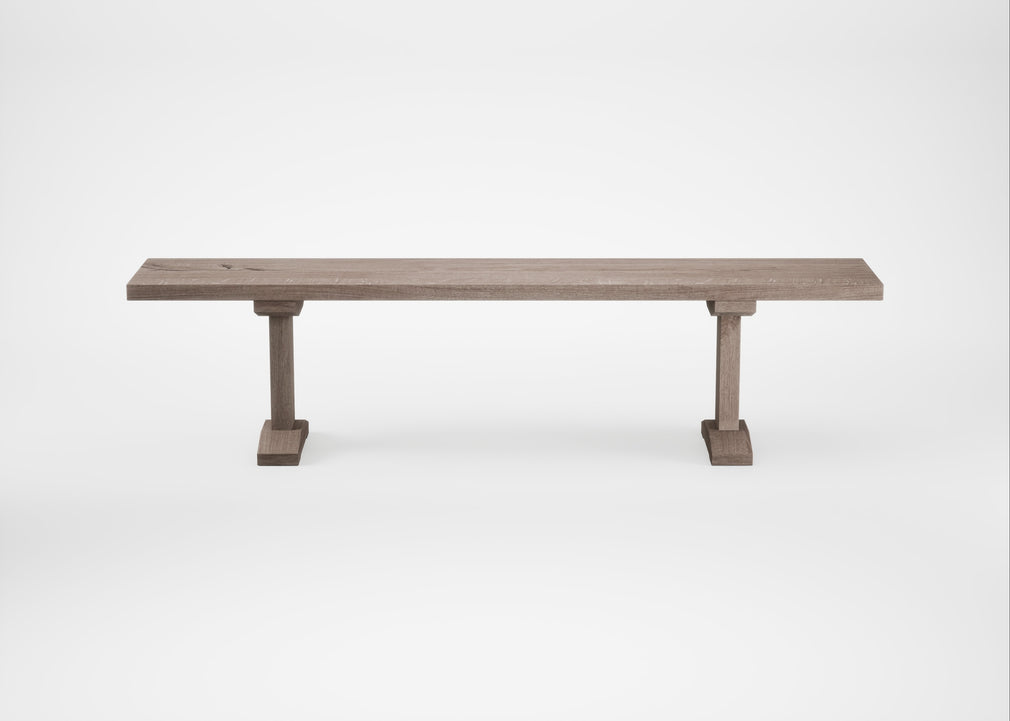 Bespoke Dining Bench Lisbon Grey Oiled Oak / 180cm / Straight