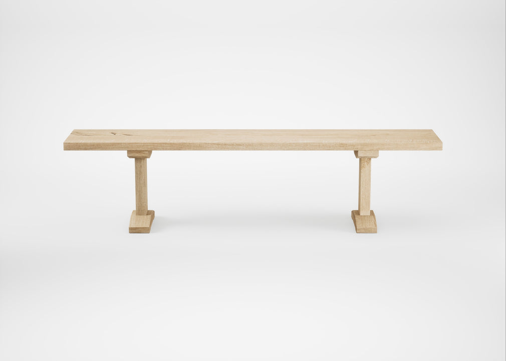 Bespoke Dining Bench Lisbon White Oiled Oak / 180cm / Straight