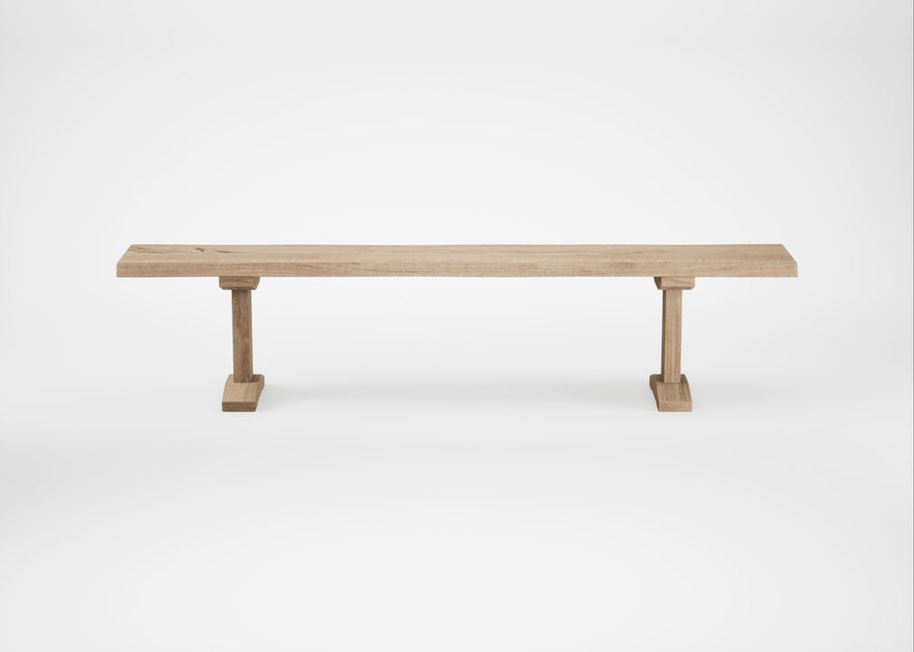 Bespoke Dining Bench Lisbon Blonde Oiled Oak / 200cm / Natural Edge