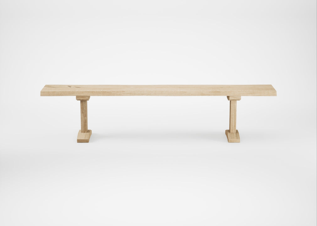 Bespoke Dining Bench Lisbon White Oiled Oak / 200cm / Natural Edge