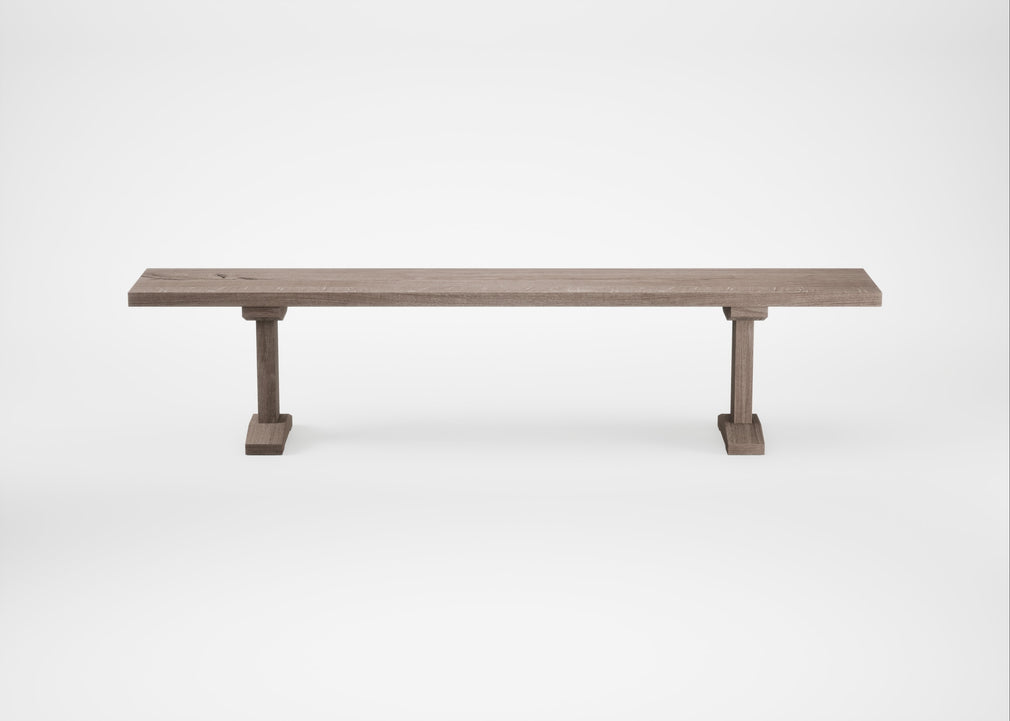 Bespoke Dining Bench Lisbon Grey Oiled Oak / 200cm / Straight