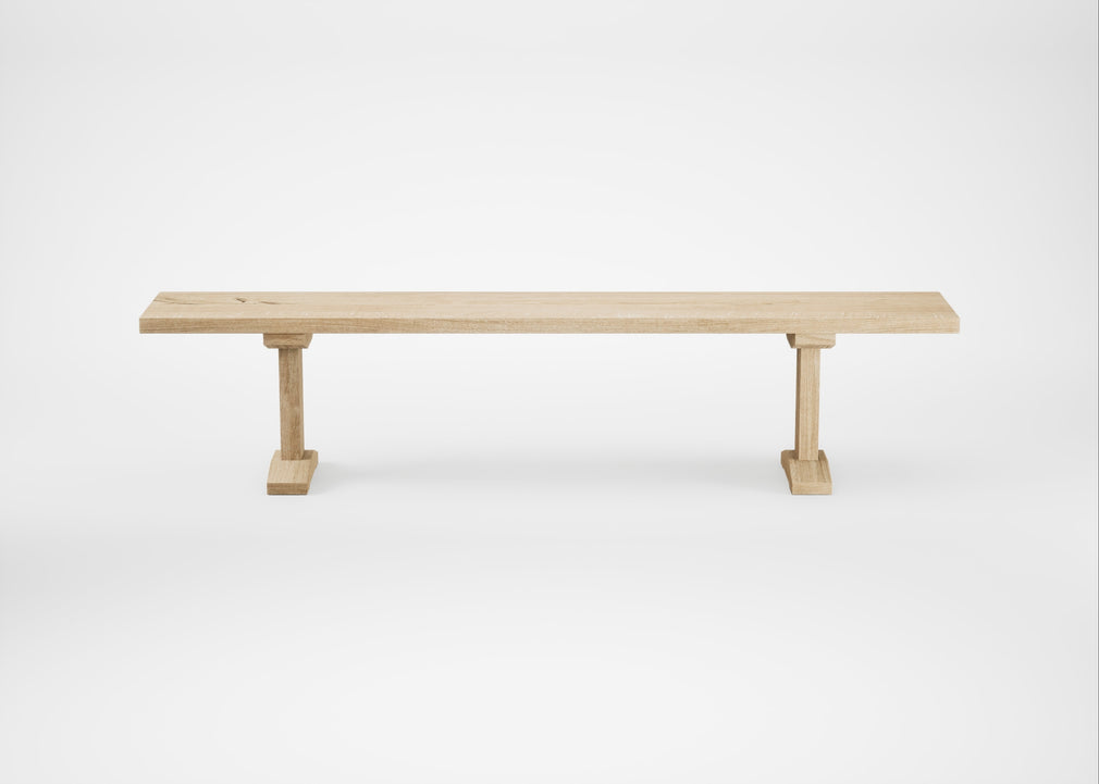 Bespoke Dining Bench Lisbon White Oiled Oak / 200cm / Straight