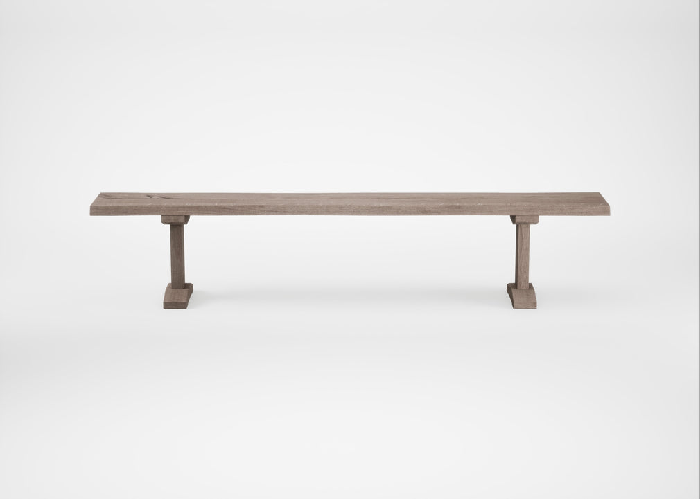 Bespoke Dining Bench Lisbon Grey Oiled Oak / 220cm / Natural Edge