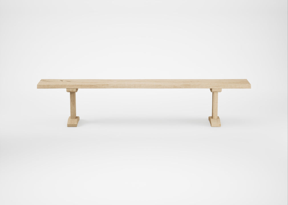 Bespoke Dining Bench Lisbon White Oiled Oak / 220cm / Natural Edge