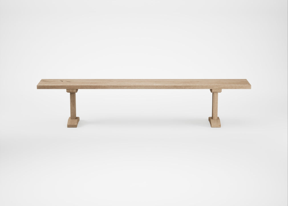 Bespoke Dining Bench Lisbon Blonde Oiled Oak / 220cm / Straight