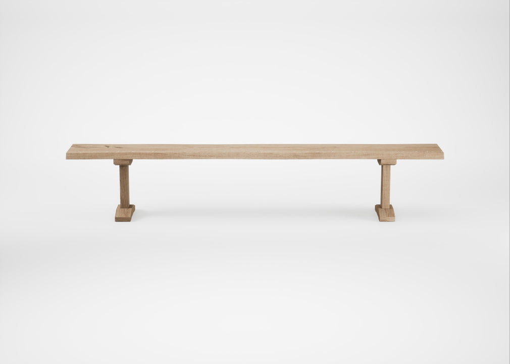 Bespoke Dining Bench Lisbon Blonde Oiled Oak / 240cm / Natural Edge