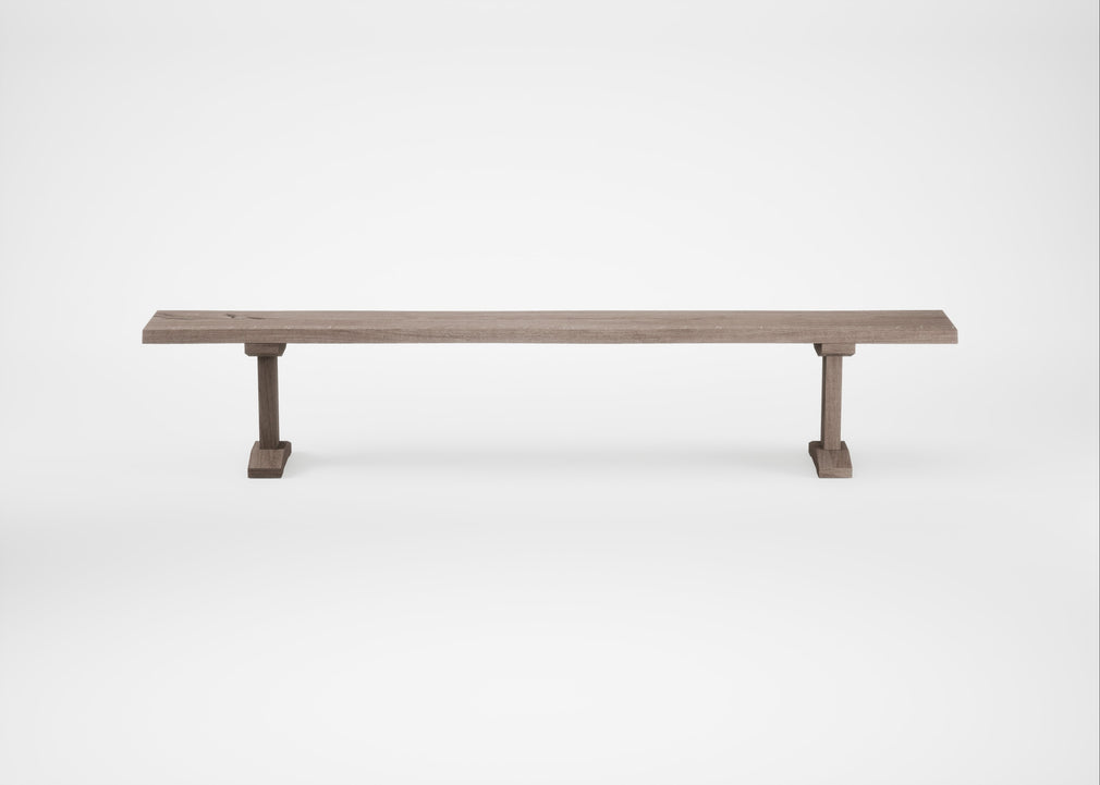 Bespoke Dining Bench Lisbon Grey Oiled Oak / 240cm / Natural Edge