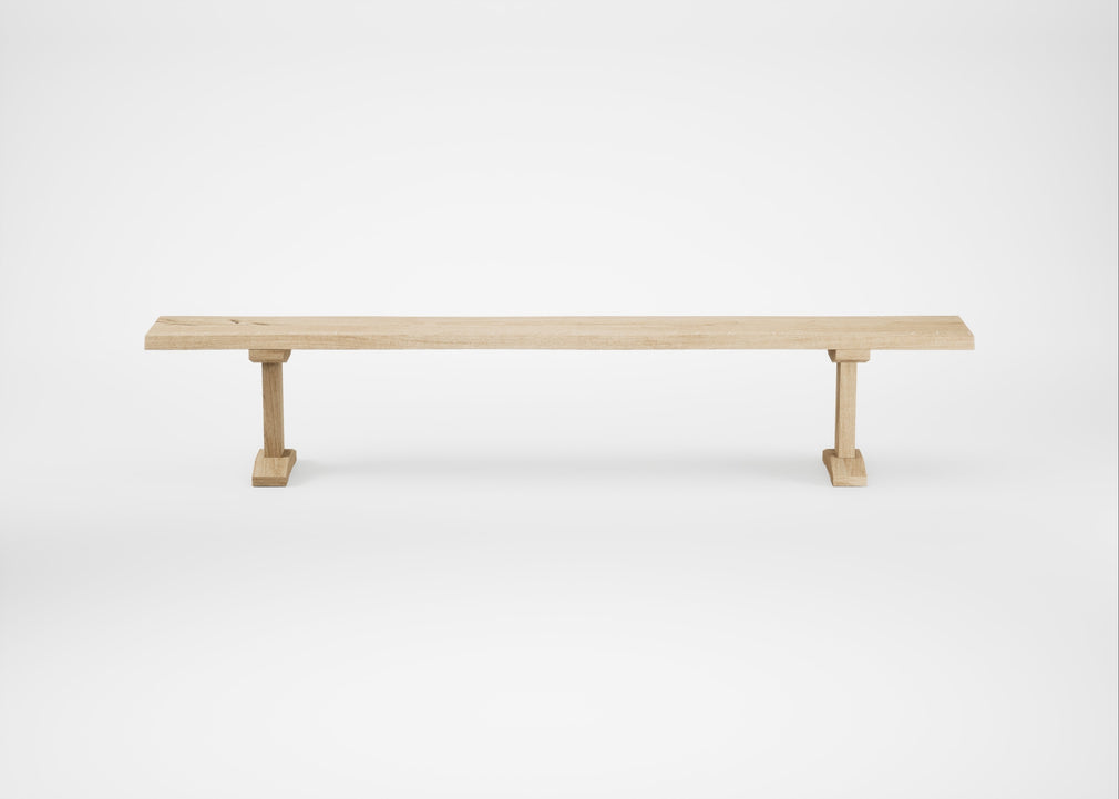Bespoke Dining Bench Lisbon White Oiled Oak / 240cm / Natural Edge