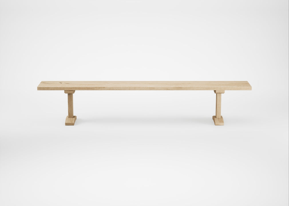 Bespoke Dining Bench Lisbon White Oiled Oak / 240cm / Straight