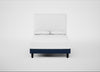 Shallow Divan Bed Base Double / Broad Weave Lagoon / Dark Solid Wood
