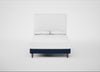 Shallow Divan Bed Base Double / Broad Weave Lagoon / Light Turned Wood