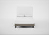 Shallow Divan Bed Base Double / Broad Weave Pebble / Dark Solid Wood