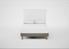 Shallow Divan Bed Base Double / Broad Weave Pebble / Light Solid Wood