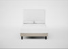 Shallow Divan Bed Base Double / Broad Weave Putty / Dark Solid Wood