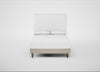 Shallow Divan Bed Base Double / Broad Weave Putty / Light Turned Wood