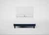 Shallow Divan Bed Base King / Broad Weave Lagoon / Dark Solid Wood