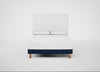 Shallow Divan Bed Base King / Broad Weave Lagoon / Light Solid Wood