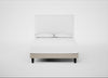 Shallow Divan Bed Base King / Broad Weave Putty / Dark Solid Wood