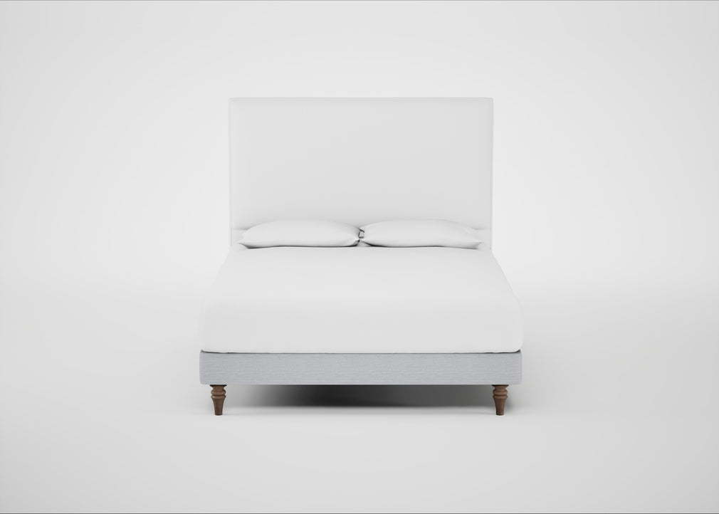 Shallow Divan Bed Base King / Broad Weave Tin / Light Turned Wood