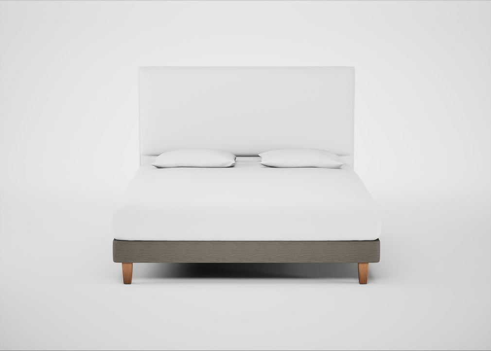 Shallow Divan Bed Base Super King / Broad Weave Pebble / Light Solid Wood