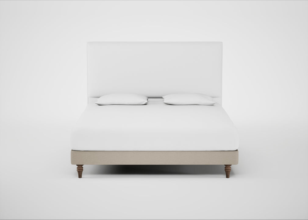 Shallow Divan Bed Base Super King / Broad Weave Putty / Light Turned Wood