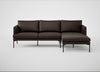 Matera Right Hand Facing Chaise Sofa Leather Grain Chocolate 066 / Black