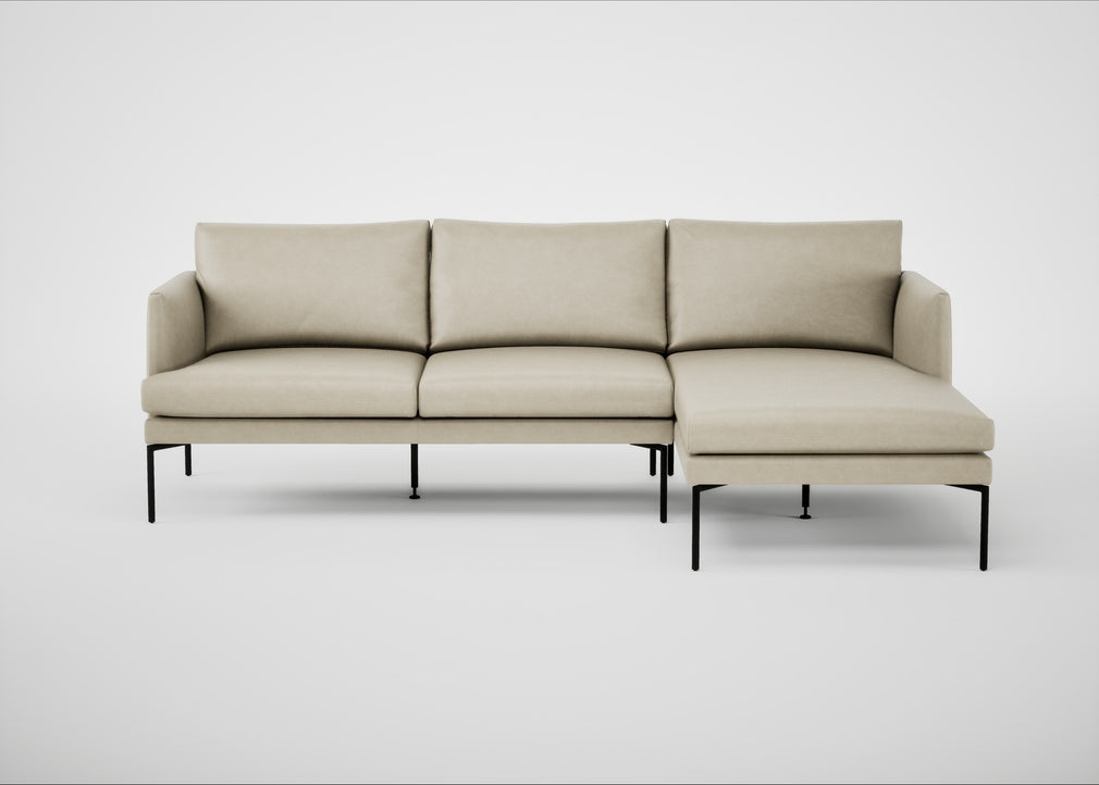Matera Right Hand Facing Chaise Sofa Leather Grain Storm 006 / Black