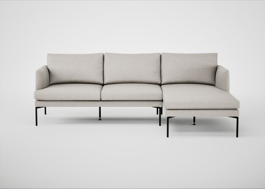 Matera Right Hand Facing Chaise Sofa Leather Grain White 000 / Black