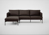Matera Left Hand Facing Chaise Sofa Leather Grain Chocolate 066 / Black